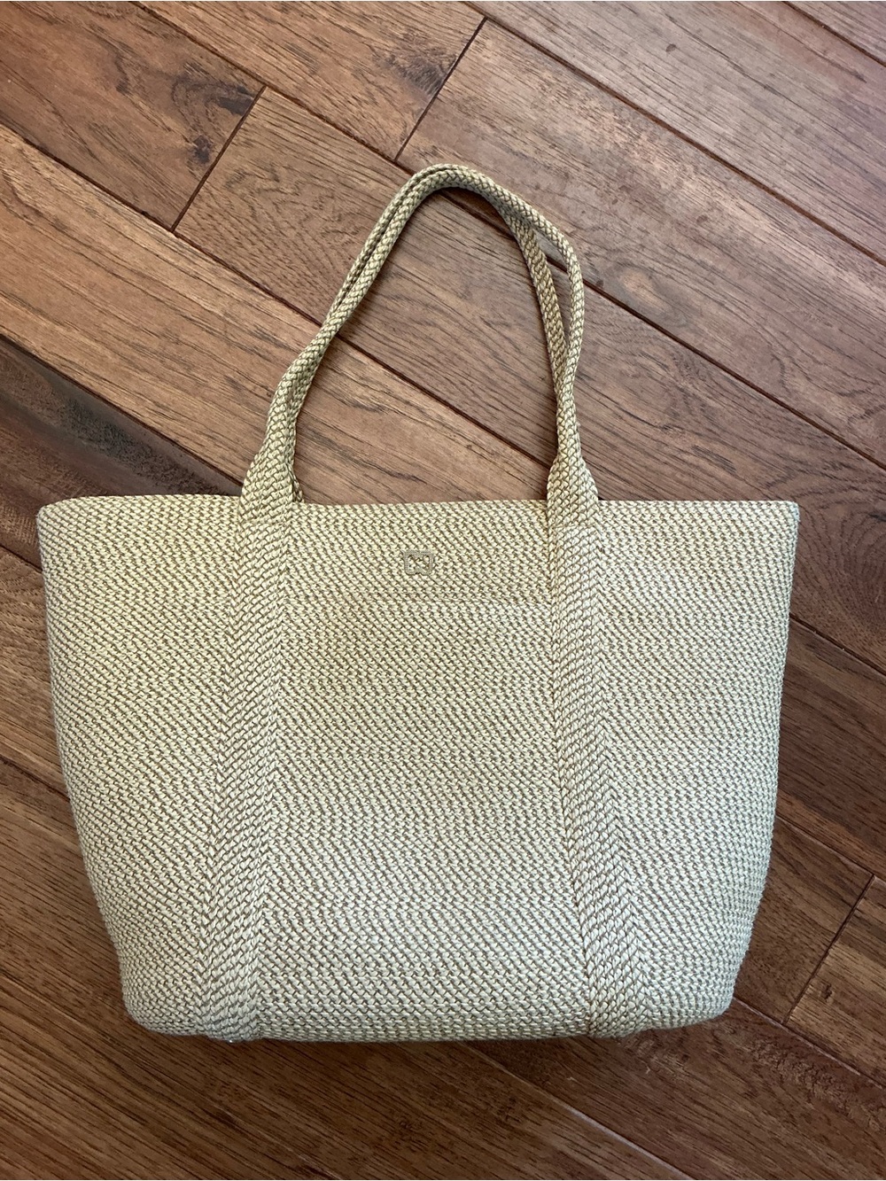 Eric Javits Rattan Wicker Bag with Pink Bamboo Interior Fabric